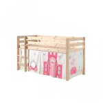 Vipack pino lit compact pin massif naturel 209 x 105 x 114 cm + rideau de lit princess Vipack pino lit compact pin massif naturel 209 x 105 x 114 cm + rideau de lit princess