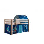 Vipack pino lit compact pin massif naturel 209 x 105 x 114 cm + rideau et tunnel de lit astro