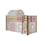 Vipack pino lit compact pin massif naturel + birdy rideau et tunnel de lit + 3 pochettes