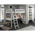 Vipack pino lit mezzanine 140x200 blanc + plan de travail