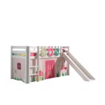 Vipack pino lit mezzanine avec toboggan pin massif blanc + spring rideau et 3 pochettes Vipack pino lit mezzanine avec toboggan pin massif blanc + spring rideau et 3 pochettes
