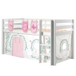 Vipack pino lit sureleve 90x200cm avec sommier blanc + rideau de lit birdy + 3 pochettes Vipack pino lit sureleve 90x200cm avec sommier blanc + rideau de lit birdy + 3 pochettes