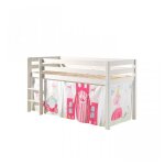Vipack pino lit sureleve en pin massif avec sommier blanc + rideau de lit princess Vipack pino lit sureleve en pin massif avec sommier blanc + rideau de lit princess