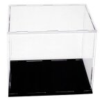 Vitrine en acrylique transparent a base noire, bote d'exposition anti - poussire, modle de jouet, ...