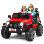 Voiture 4x4 electrique pour enfants 3 + ans - costway - jeep - 2 places - rouge - 2, 5 - 4 km / h - 12v ...