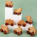 Voiture en bois pour bb, 1 pice, camion de pompiers en bois, ambulance, bus, jouets educatifs pour ...