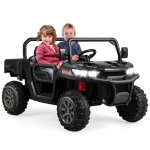 Voiture electrique 2 places enfant 12v - costway - noir - tlcommande 2, 4 g - 3 - 8 km / h - charge ...