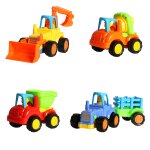 Voitures en plastique pour enfants, 4 pi�ces, dessins anim�s, jouets en plastique, ing�nierie, mod�le ...