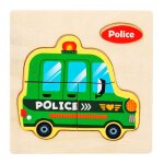 Voiture de police - puzzle 3d en bois pour bb, jouet educatif pour enfant, vhicule animal de dessin ...