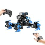 Voiture t�l�command�e 360 avec pneu tournant et pulv�risation cool bleu yonis