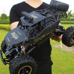 Voiture t�l�command�e 4wd tout - terrain double moteurs avec phares et pneus xxl noir yonis