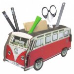 Volkswagen combi rouge pot a crayons kit en bois eco certifi� - 11 x 22 x 10 cm werkhaus