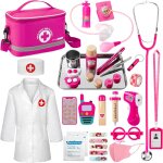 Wagner - mallette de docteur en bois pour enfant avec véritable stéthoscope, blouse de médecin, thermomètre, ... Wagner - mallette de docteur en bois pour enfant avec véritable stéthoscope, blouse de médecin, thermomètre, ...