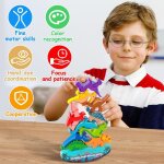 Wooden balance games for children, dinosaurs stacking toy with storage bag, dinosaur balance game block, ...