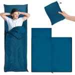 Wqd - drap de sac de couchage d't - bleu - sac a viande, ultra lger - petit format une fois pli - ...