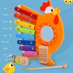 Xylophone en bois avec 1 maillet, instrument de musique educatif pour enfants, communication parent - ...