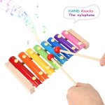 Xylophone en bois pour bbs, jouet traditionnel en mtal color, jouet musical en forme d'arc - en - ...