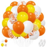 Yellow orange balloons, 50 pieces 12 inches orange yellow white helium latex balloons with orange confetti ...