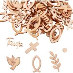 Yemaesre - lot de 100 dcorations de baptme a disperser en bois pour baptme, garon et fille, poissons ...