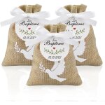 Yemaesre - 10pcs sachet jute 10pcs etiquette baptême pochette dragée motif colombe 10 * 8cm cadeau invité ... Yemaesre - 10pcs sachet jute 10pcs etiquette baptême pochette dragée motif colombe 10 * 8cm cadeau invité ...