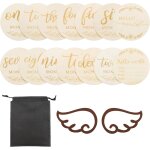Yemaesre - lot de 16 cartes en bois pour bébé de 1 a 12 mois, 1 ailes photo avec 1 sac de rangement noir ... Yemaesre - lot de 16 cartes en bois pour bébé de 1 a 12 mois, 1 ailes photo avec 1 sac de rangement noir ...