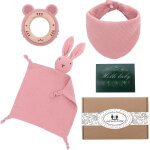 Yemaesre - lot de 4 coffret cadeau naissance bébé - doudou lapin serviette, bavoirs bandana, anneau de ... Yemaesre - lot de 4 coffret cadeau naissance bébé - doudou lapin serviette, bavoirs bandana, anneau de ...