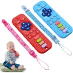 Yemaesre - anneau dentition bebe silicone, 2 pcs telecommande jouet dentition bb avec 2 attache - sucette, ...