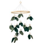 Yemaesre - bb mobile bois 3d feuilles et perles en bois lit bb carillon a vent hochet jouet eveil ...