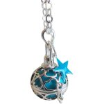 Yemaesre - bola de grossesse en argent avec chaine. cage coeur, bille bleu turquo , avec etoile bleu ...
