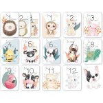 Yemaesre - carte etapes - animaux mignon jungle - 1 semaine a 12 mois - souvenir bb famille - ma premire ...