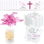 Yemaesre - dcoration de baptme pour garon et fillekit de dcoration baptme avec serviettes papier, ...