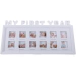 Yemaesre - my first year cadre photo 12 cadres photo collage souvenirs de bb 41 x 20 cm (blanc)