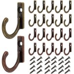 Yemaesre - paquet de 20 crochets muraux, crochets de porte en bronze vintage, mini crochets en bronze ...
