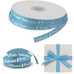 Yemaesre - ruban satin pour bonbonnires de baptme mle 45 m x 1 cm bleu clair avec inscription mon ...