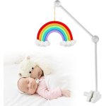 Yemaesre - support mobile en bois pour bb motif nuages, avec carillon de mobile bb arc en ciel, bras ...