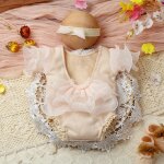 Ylsteed - costume de photographie pour nouveau - n, barboteuse en dentelle, bandeau de sauna avec n?ud, ...