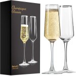 Ytfhg - lot de 2 fltes a champagne elgantes en verre de 177 ml, cadeau d'anniversaire, de mariage, ...