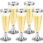 Ytfhg - 30 pices fltes a champagne en plastique, 150ml verres a champagne en argent gobelets a vin ...