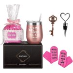 Ytfhg - cadeaux d'anniversaire pour femme petite amie avec chaussettes a vin, coffret cadeau, 350 ml ...
