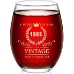 Ytfhg - verres a vin 1985 avec gravure, cadeaux d'anniversaire de 40 ans pour femmes, verre a vin 1985 ...