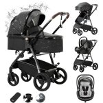 Zkiprm cuir poussette 3 en 1, systeme de voyage 3 - en - 1 avec siege auto, avec habillage pluie, chassis ...