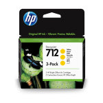 Pack de 3 cartouches encre jaune hp n712 29ml 3ed79a