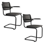 2 chaises carree noires accoudoirs