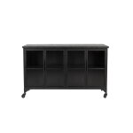 Buffet en bois et mtal  roulettes l120cm - ferre noir