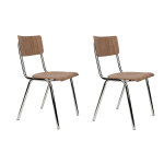 Chaise r�tro bois et m�tal chrom� - lot de 2