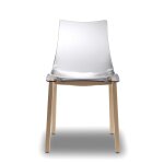 Chaise transparente design avec pieds bois - natural zebra