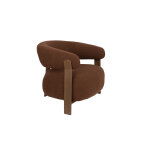 Fauteuil robyn en tissu boucl� marron ? design arrondi