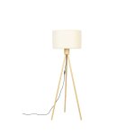 Lampadaire trpied abat - jour lin fan bamboo