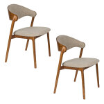 Lot de 2 chaises coque bois et tissu - babington