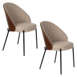 Lot de 2 chaises coque bois et tissu - rodin
